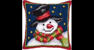 Vervaco - Kruissteekkussen kit - Sneeuwman - PN-0008727 - Borduren - Borduurpakket - Borduurpakket volwassenen - Borduurpakket kind