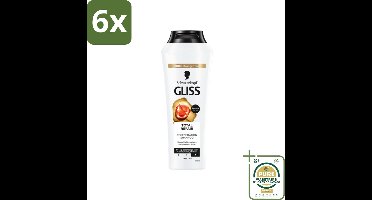 Gliss - Shampoo - Total Repair - Voor Intensief Haarherstel - 250 ml - Voordeelverpakking - 6 stuks - Beschadigd haar shampoo - Keratine shampoo