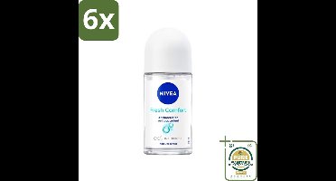 NIVEA - Deodorant Roller - Frisse Comfort - Antibacterieel - 50 ml - Voordeelverpakking - 6 stuks - Antitranspirant - Frisse geur