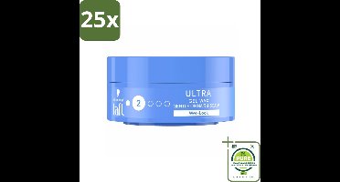 25 x Taft - Ultra 2 - Gel Wax - Wetlook - 75 ml - Grootverpakking - Haarproducten - Stylinggel - Haarwax - Glans - Controle