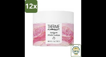 Therme - Saigon Pink Lotus - Bodybutter - Hydraterend - Verzorgend - 225gr - Voordeelverpakking - 12 stuks - Verzorging - Roze lotus
