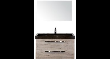 Seville Badmeubelset 100 cm - Craft Oak - Wastafel Lucca 1 Kraangat met Spiegel