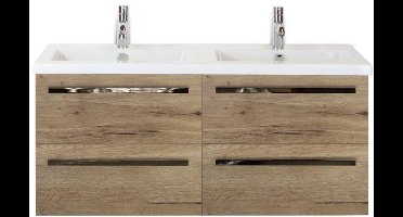 Seville Badmeubelset 120 cm - 4 Laden Natuur Eiken - Wastafel Djazz Dubbel
