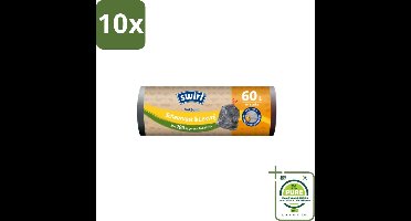 10 x Swirl – Vuilniszakken – 60 L – Trekband – 10 zakken - Grootverpakking - Afvalzak - Emmerzak - Pedaalemmerzak - Trekband - Lekvrij