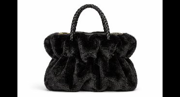 HS Faux Fur Handtas Dames Taupe - Teddy Tas - Rits - Binnenvak - 38 cm