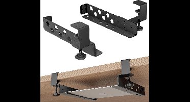 Verstelbare onderbureauhouder met klem - Geen boren nodig - Stalen opslag voor laptops en tablets