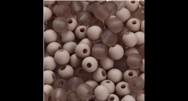 Plastic Kralen, d 6 mm, gatgrootte 2 mm, ca. 150 stuk, lichtgrijs, 40 gr