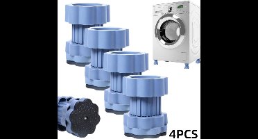 4 stuks-Wasmachine voetverhoger - schokabsorberende pad - vochtbestendige voetjes - verstelbare voetjes - antislip - schokbestendig - wasmachineaccessoire - geschikt voor apparaten met een diameter van 4,7 cm - blauw - 6,8*8-11 cm