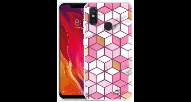 Xiaomi Mi 8 Hoesje Pink-gold-white Marble