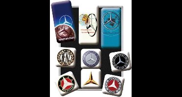 Mercedes-Benz Logo Evolutie - Magneet Set met 9 Magneten