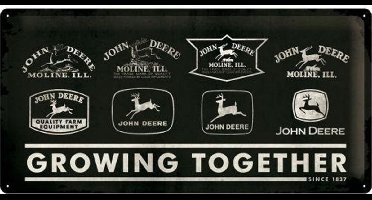 John Deere Growing Together Metalen wandbord in reliëf 25x50 cm