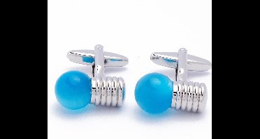 Manchetknopen - Lamp Gloeilamp Blauw