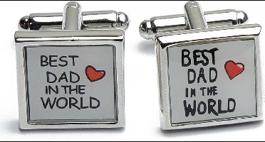 Manchetknopen - Best Dad in the World Tekst Zwart met Wit