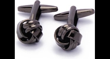 Manchetknopen - Knoop Rond Donker Metaal Twee Banen