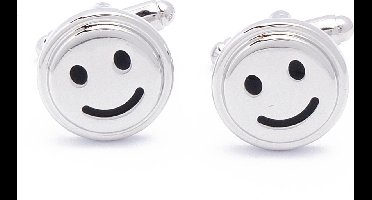 Manchetknopen - Smiley Zilver Rond