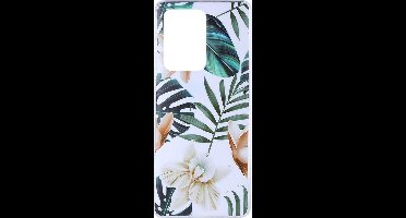 Shop4 - Samsung Galaxy S20 Ultra Hoesje - Zachte Back Case Bloemen en Bladeren