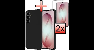 Hoesje - Met 2x Screenprotector - Geschikt voor Samsung Galaxy S26 Plus - Sterk & Shockproof - Back Cover - Siliconen Case - Telefoon Hoes - Zwart