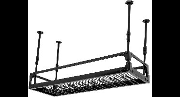 Wijnrek Plafond – Hangend Wijnflessenrek – Volwassenen – Zwart – Metaal – 100 x 35 x 35-55 Cm – 9 Glazenrails & Flessenplank – In Hoogte Verstelbaar, Industrieel, Hoog Draagvermogen 50 Kg