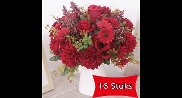 16 Bundels Kunstbloemen Kunstbloemen Als Echte Kunstboeket Zijden Kunstrozenboeket Kunstzijden Bloemen Voor Bruiloft, Feest, Huis, Keukendecoratie