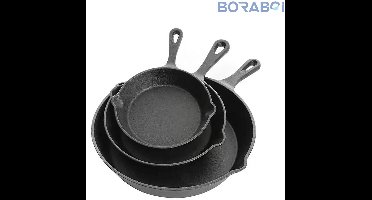 Gietijzeren Pannenset - 3-delig - 16/20/25 cm - Gietijzer