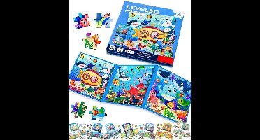 3-in-1 Magnetische Oceaanpuzzel – 12/16/20 Stuks – Educatief speelgoed voor peuters – Reis- en activiteitenspel voor auto en vliegtuig – Halloween, kerst, verjaardagscadeau voor kinderen - Niveau 2