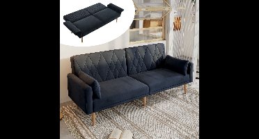 Bedbank – Slaapbank – Sofa Bed – Bedbankbed – Slaapsofa – Vouwbare Bedbank – Donkergrijze Velvet Stof – Verstelbare Rugleuning in 5 Standen