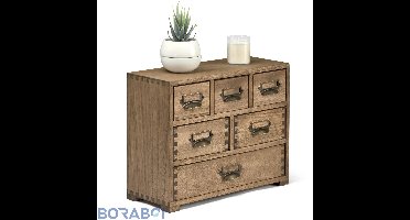 Bureaulade - Massief Hout - 6 Laden - Vintage