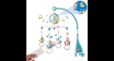 Baby Mobiel met Muziek en Licht - Projector en Licht - Timerfunctie - Afstandsbediening - Inclusief Muziekdoosje en Rammelaars - Cadeau voor Pasgeboren Baby's (jongens en meisjes)