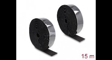 Klittenband Zware haak-en-lus tape zelfklevend L 15 meter x B 50 mm zwart