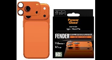 PanzerGlass Screenprotector geschikt voor Apple iPhone 17 Pro Aluminum | PanzerGlass FENDER Camera Protector - Case Friendly - Cosmic Orange
