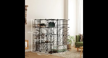 Zolara Modulaire dierenkooi - Kattenhuis - Ren voor kleine dieren en katten - Kattenkooi - Dierenkooi - Dierenverblijf - Zwart