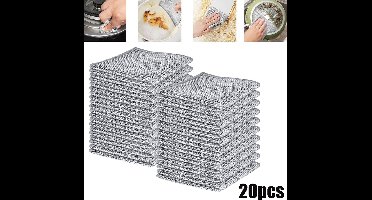 20 Stuks Vaatdoeken van Draadstaal - Dubbellaags Krasvrije Staalwollen Doeken - Multifunctionele Natte en Droge Vaatdoeken van Draadstaal - Vaatdoeken voor Thuis, Keuken en Koken
