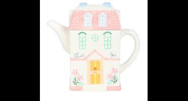 Something Different Pastelkleurige Theepot English House-shaped – Keramiek – 1,3 L – Home Sweet Home Collectie