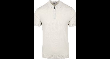 Suitable Knitted Half Zip Polo Beige - Maat XXL - Heren - Polo shirt Heren met Korte mouw