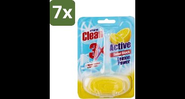 7 x At Home - Clean - Toiletblok - 3in1 Active - Lemon Power - Neutraliseert & Reinigt - 1 Blok - Toiletblok - Toilet Reinigen - Toilet Fris - Toilet Geuren Neutraliseren - Toilet Reinigingsblok