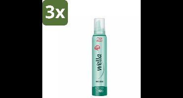 3 x Wella Extra Strong Hold Haarmousse 200 ml - Haarmousse - Versteviging - Stevigheid - Flexibiliteit - UV Bescherming