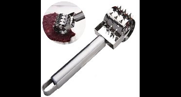Stainless Steel Meat Tenderizers Roller – zilver – 19×6×4cm – 2 stuks – Rolling Meat Tenderizer met Ultra Scherpe Naaldenbladen, Vleesrolhamer Vleesverweker voor Keuken Koken Vleesverweking Steak, Rundvlees, Kip & Varkensvlees