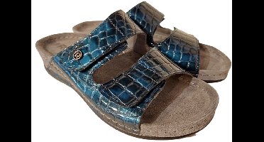 Rohde Dames Slipper - 5854-56 Blauw Crocolak - Maat 42