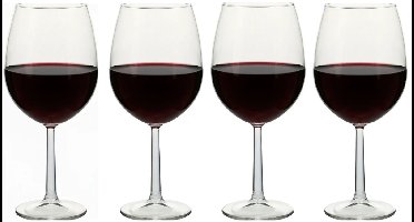 Cookinglife Rode Wijnglazen Set Milena 4 Stuks - Rode Wijnglazen Set - Red Wine Glass - Wijnglazen voor Diner - Wijnglazen voor Borrel - Wijnglazen Cadeau - Glas Transparant - Vaatwasserbestendig - 580 ml, Set Van 4