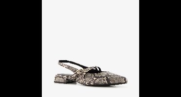 Marco Tozzi dames slingbacks met slangenprint - Zwart - Maat 41