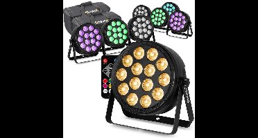 BeamZ set van 8 BCC165 LED PAR in flightbags - 14x 4W RGBAW-UV LED’s - Inclusief afstandsbediening
