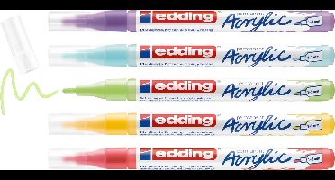edding 5300 acrylmarker fijn 5 stuks regenboog – ronde punt 1-2 mm – opaque acrylverf – permanent & lichtecht