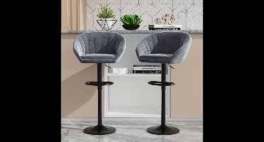 Barstoel – Barkruk – Barstoelset – Keukenstoel – Barkrukken – Verstelbaar – Draaibaar – Velvet Zitting – Met Metalen Frame
