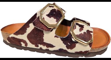 Rohde 5637 72 Slippers Synthetisch Bruin Koeienprint Dames - Bruin - 41