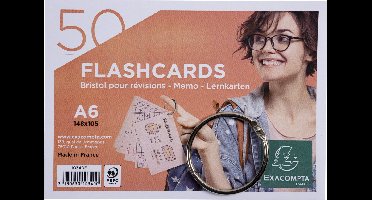 Exacompta 19x Pak 50 Flashcards - formaat A6 - gelijnd en geperforeerd - met gebroken ring - Geassorteerd - 10340E