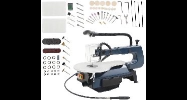 Decoupeerzaag – Zaagmachine – Stikzaag – Houtzaag – Precisiezaag – Kantelbaar Aluminium Werkblad – Inclusief 5 Zaagbladen