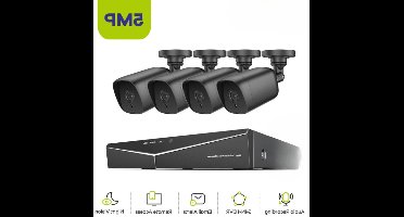 Beveiligingscamera – Bewakingscamera – CCTV Camera – Video Camera’s – 8CH HD DVR – 5MP Resolutie – Nachtzicht Tot 30 Meter - 4 Stuks - 1TB