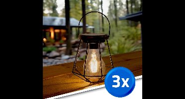 Solar tafel- en hanglamp buiten 'Vogue' - Voordeelset van 3 stuks - Tuinverlichting - Buitenlampen op zonne-energie - Zwart