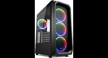 ATX Gaming PC Behuizing met Mesh Frontpaneel, Gehard Glas en RGB Ventilators