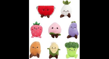 Van Manen pluche groente en fruit knuffel speelgoed 12-14cm verrassing.